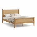 Cadre de lit double 160 x 200 cm en bois massif d'hevea avec cannage en rotin naturel chene clair
