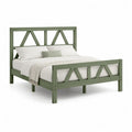 Lit double avec cadre de lit 160 x 200 cm en pin massif rectangulaire vert sauge