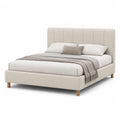 Lit double capitonne avec cadre 160 x 200 cm en polyester beige