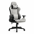 Chaise de bureau ergonomique a dossier haut enveloppant en polyester gris et noir 67 x 65 x 122-132 cm