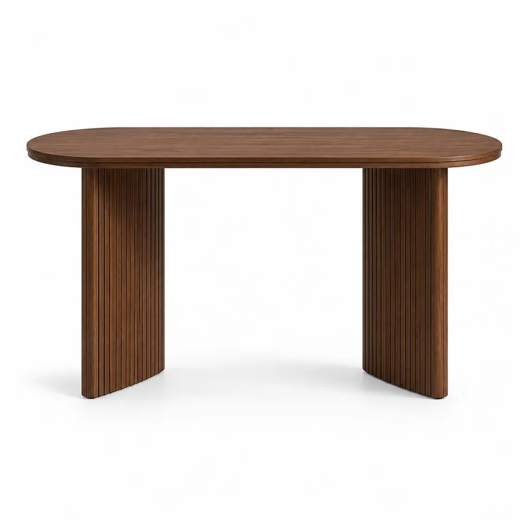 Bureau ovale 180 x 90 x 75 cm en MDF plaque noyer marron
