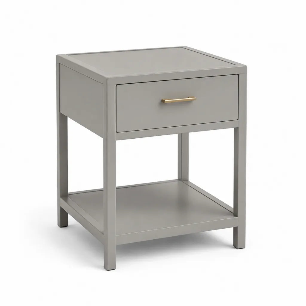 Table de chevet rectangulaire a 1 tiroir en MDF gris 45 x 40 x 60 cm
