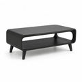 Table basse avec etagere en panneaux MDF rectangulaire noire 100 x 50 x 45 cm