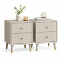 Lot de 2 tables de chevet rectangulaires 45 x 40 x 60 cm en panneaux MDF creme avec 2 tiroirs