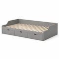 Lit enfant avec 3 tiroirs rectangulaire 90 x 200 cm en MDF gris