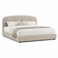 Lit double capitonne avec cadre 160 x 200 cm en polyester beige