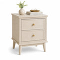 Table de chevet 2 tiroirs en panneaux de particules et placage chene beige 45 x 35 x 60 cm